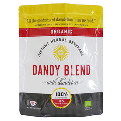 Dandy Blend bag front view, organic herbal blend for caffeine-free coffee substitute.