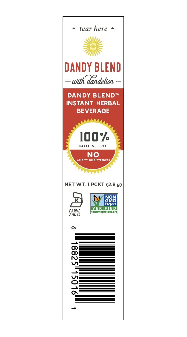 Dandy Blend 25-pouch contents, convenient caffeine-free drink for quick, comforting moments.