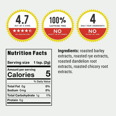Dandy Blend dandelion root closeup highlights natural ingredients for a smooth cup.