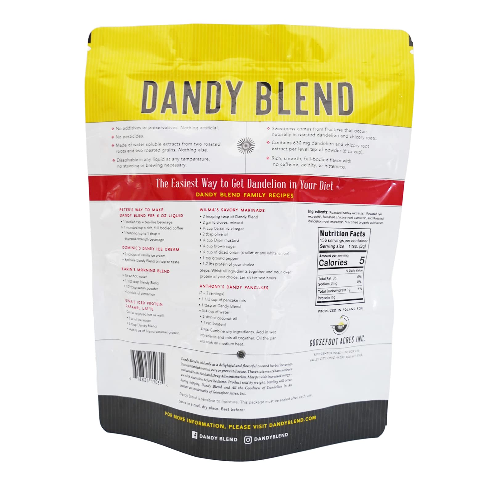 Hot cup of Dandy Blend ready to enjoy a caffeine-free beverage.