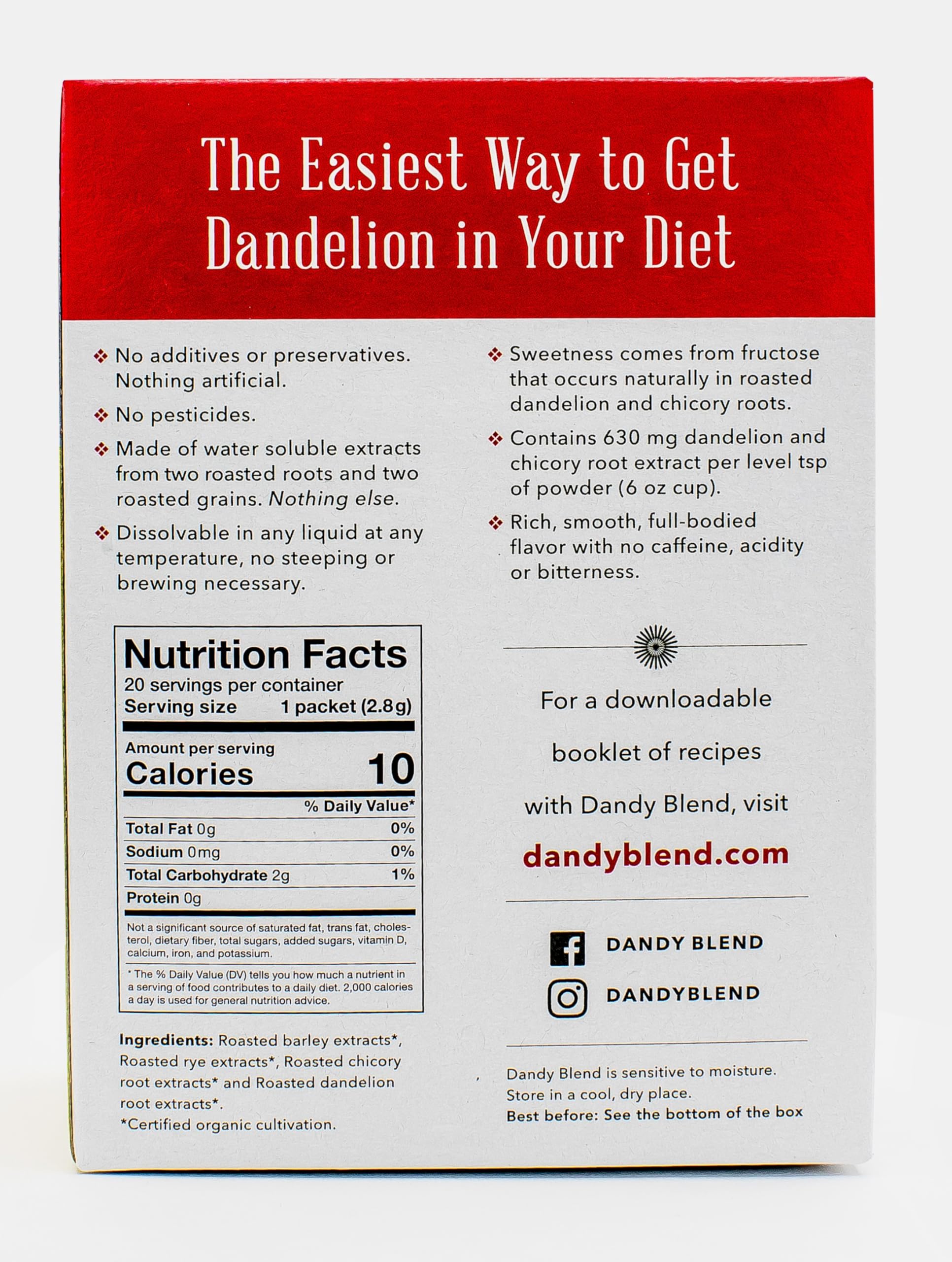 Dandy Blend roasted barley extract for a full-bodied coffee substitute aroma.