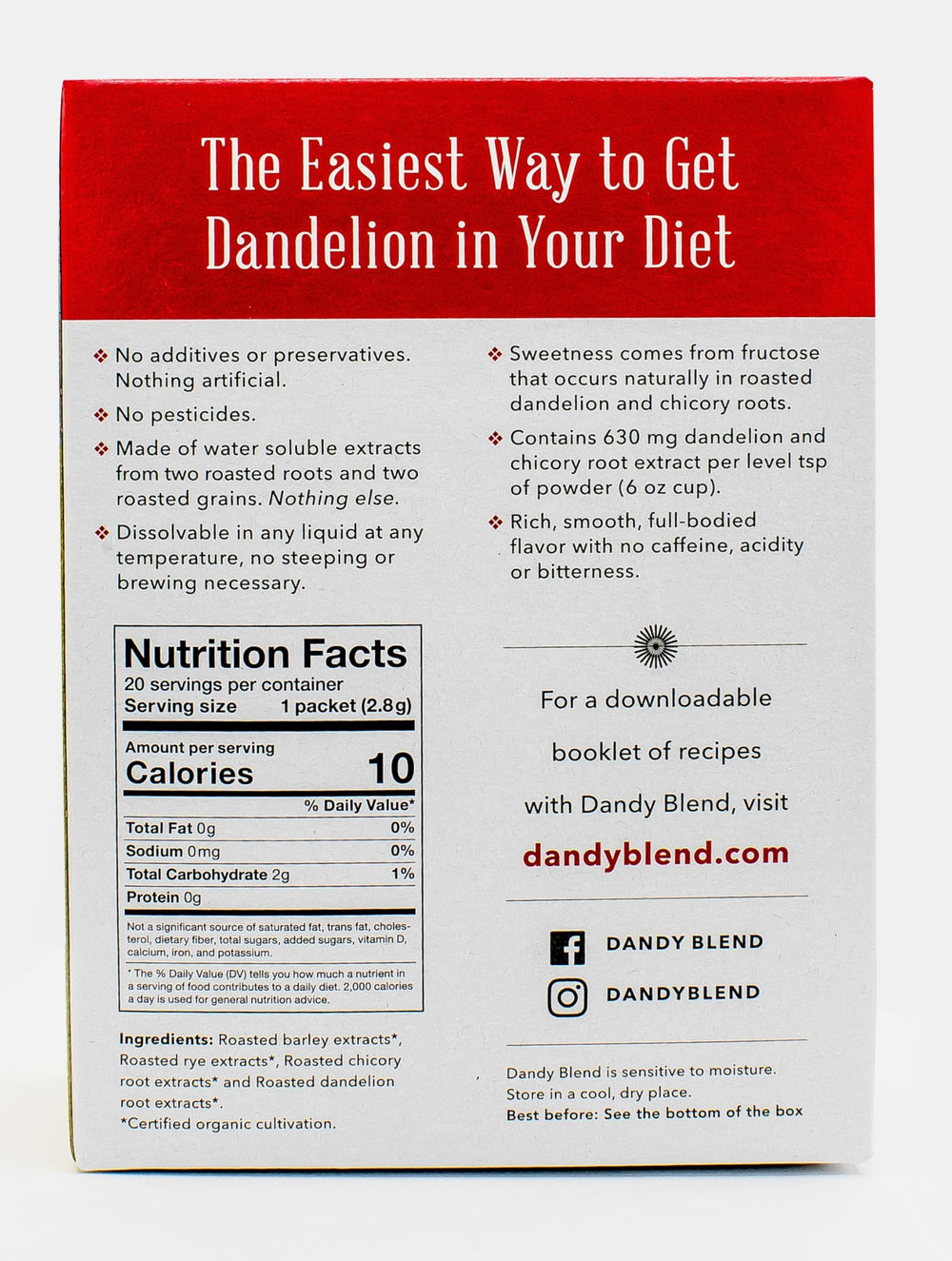 Dandy Blend roasted barley extract for a full-bodied coffee substitute aroma.