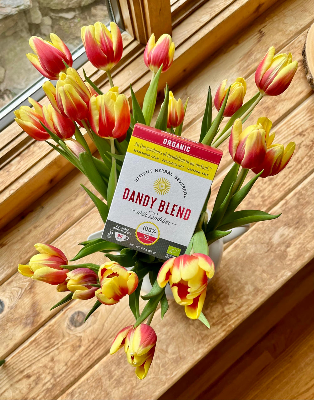 Dandy Blend roasted dandelion extract enhances earthy notes in hot or cold drinks.