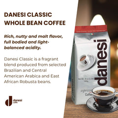 Danesi Caffè Classic espresso scene highlighting rich aroma for cafe-style shots.