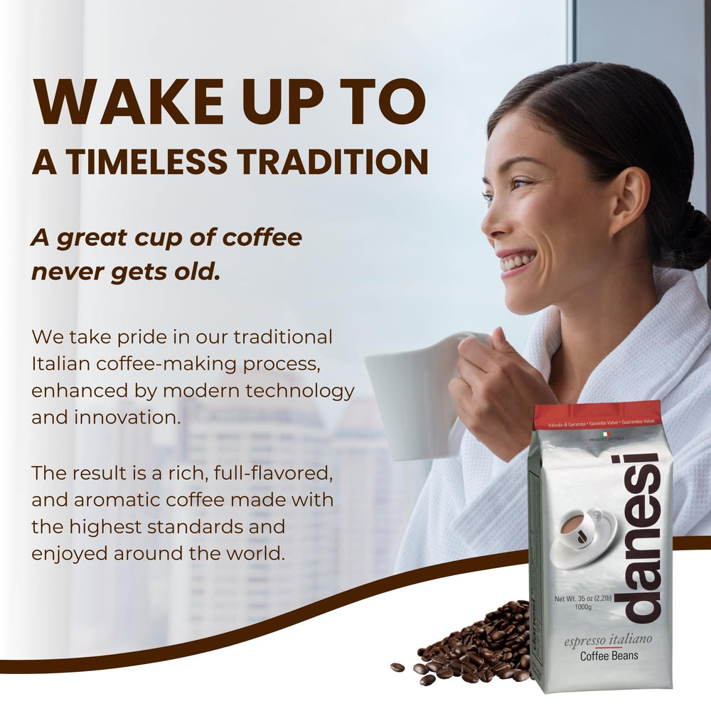 Danesi Caffè Classic medium-roast brew with balanced body and bright finish.
