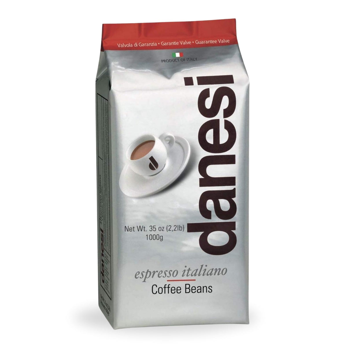 Danesi Caffè Classic whole beans in a jar, ideal for fresh espresso at home.