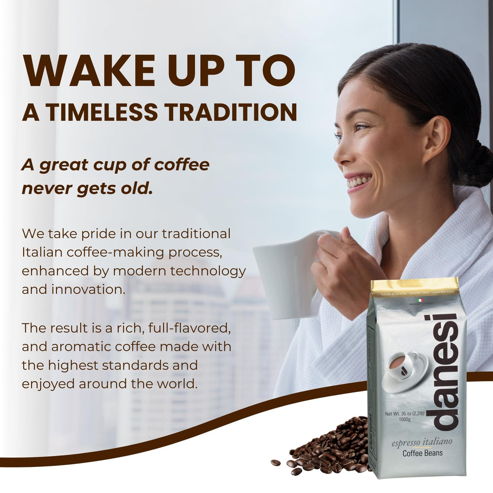 Danesi Caffè Gold espresso shot ready to pull with balanced flavor.