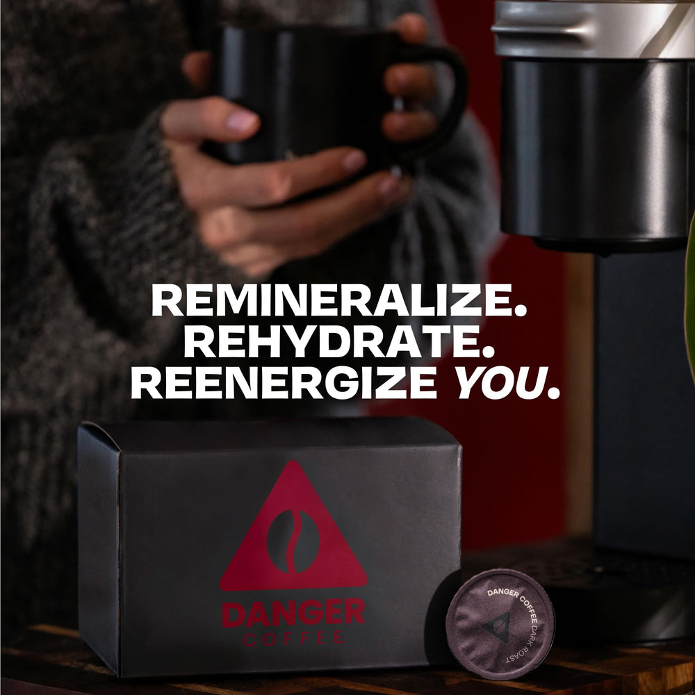 Danger Coffee Dave Asprey label spotlights brand innovation and expertise.