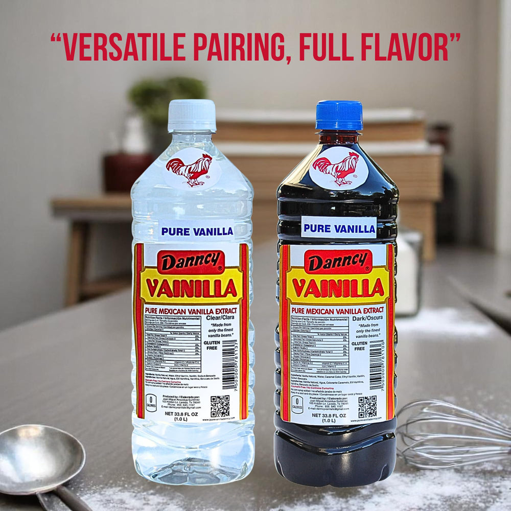 Two-pack Danncy vanilla bottles on kitchen shelf for versatile baking