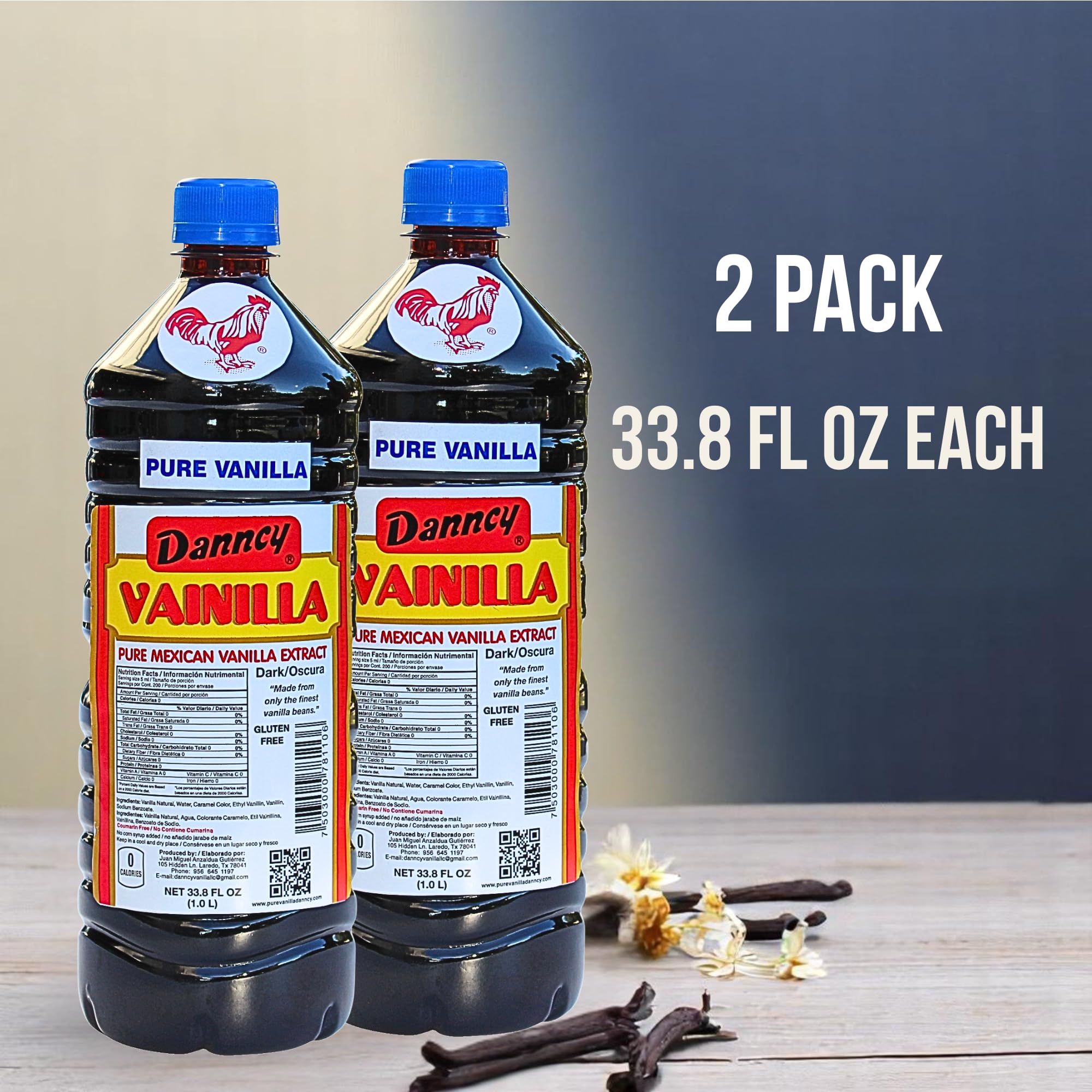 Danncy Vanilla Dark two-pack display highlights value for home bakers and chefs.