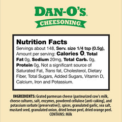 Dan-O's Jalapeño Cheesoning bottle close-up for zesty toppings.
