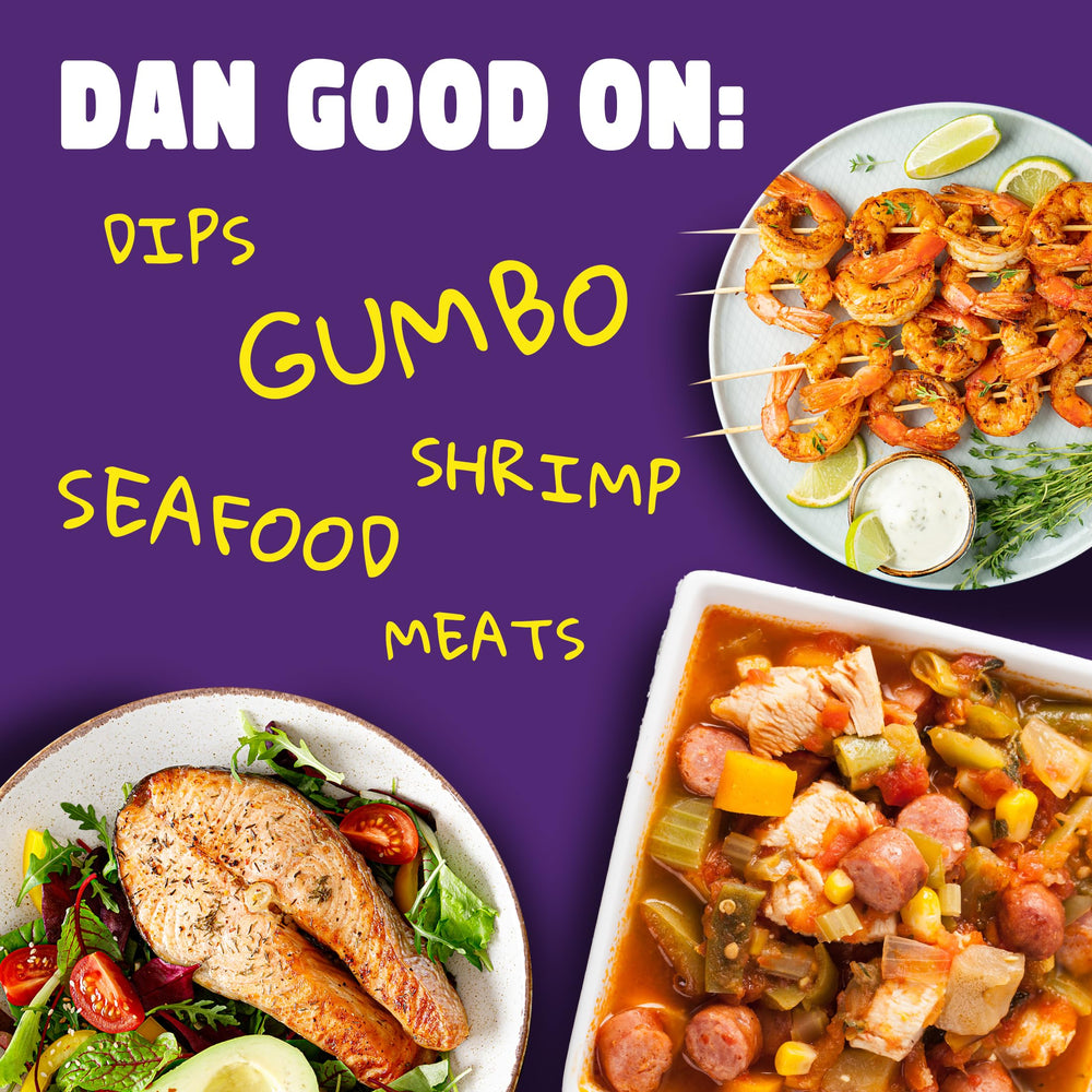 Dan-O's Cajun Seasoning rub creates a savory crust on seafood and chicken