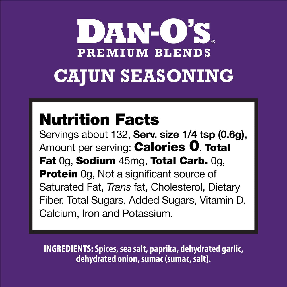 Dan-O's Cajun Seasoning spice blend provides vibrant flavors for authentic meals