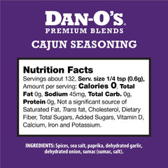 Dan-O's Cajun Seasoning spice blend provides vibrant flavors for authentic meals