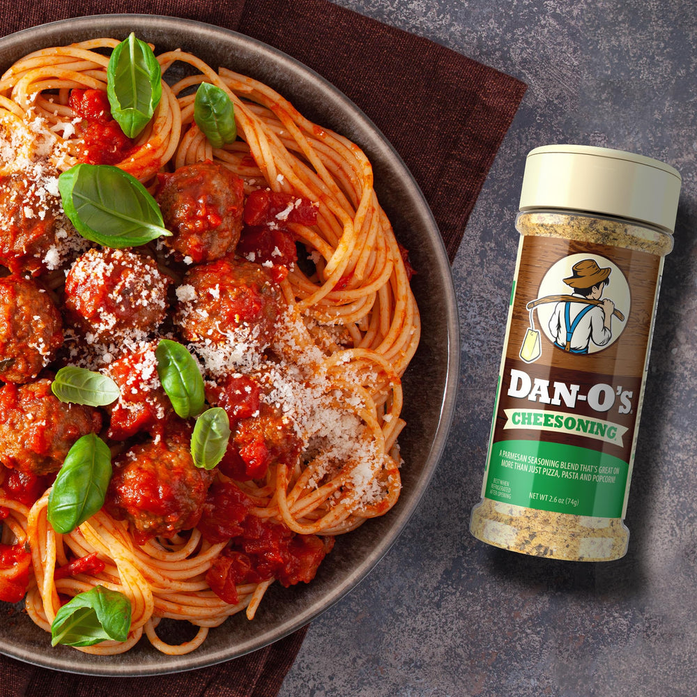 Dan-O's Cheesoning Seasoning on popcorn provides a savory, cheese-like twist.
