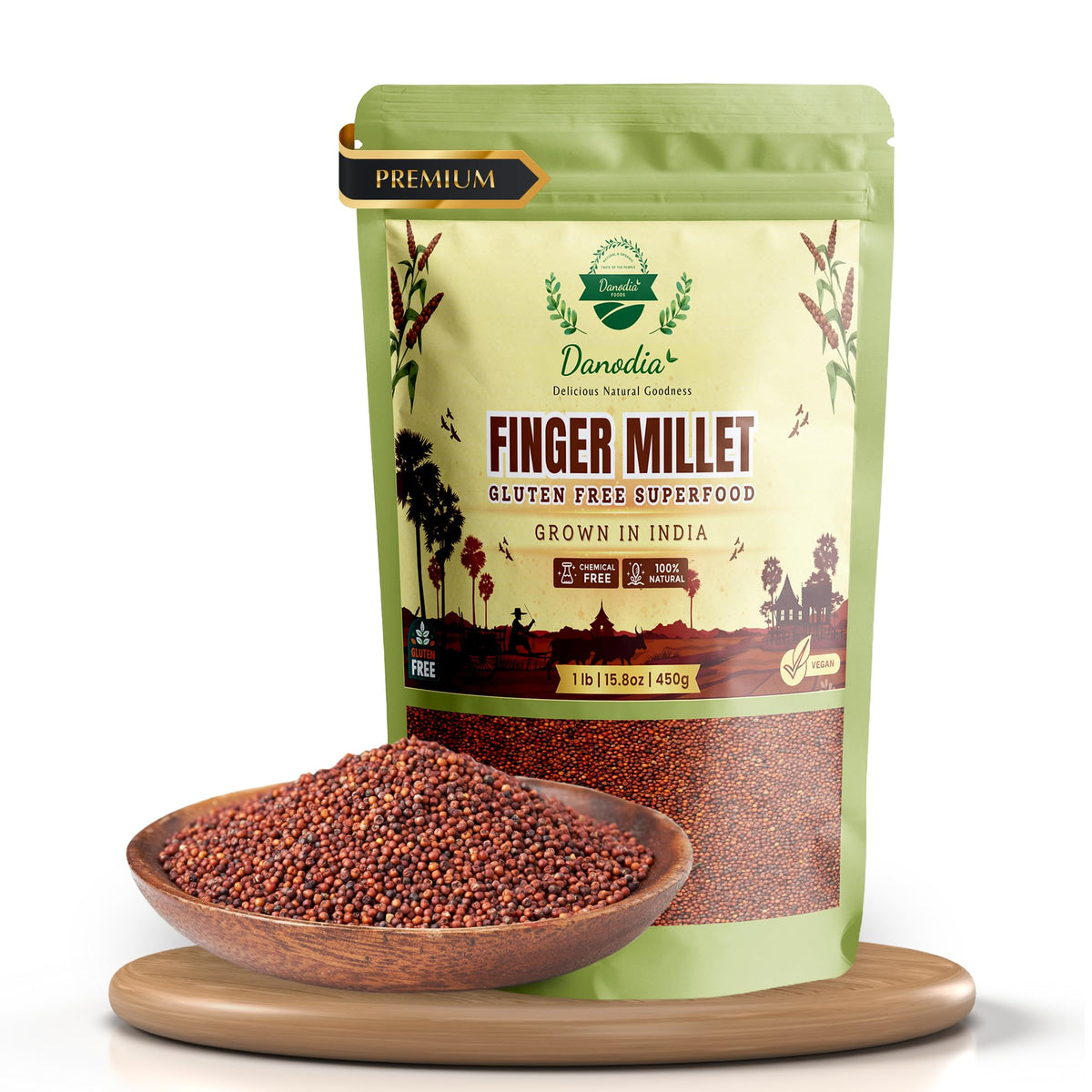 Danodia Foods finger millet ragi close-up shows wholesome gluten-free grain for cooking.