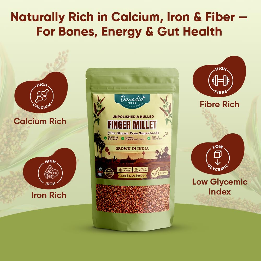 Danodia Foods finger millet ragi simmering in pot for even hydration and reliable results.