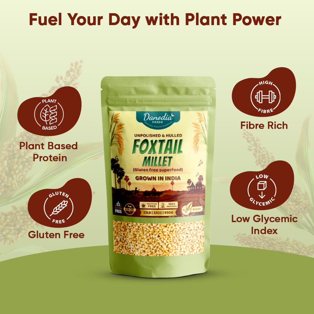 Cooked Danodia Foxtail Millet forms fluffy, light grains.