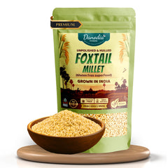 Danodia Foxtail Millet hulled bag indicating gluten-free pantry base.