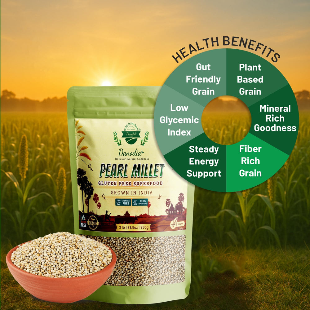 Danodia Foods Pearl Millet rinsed image demonstrates clean prep steps for even cooking