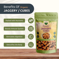 Danodia Foods jaggery cubes closeup showing hand-cut artisanal texture.
