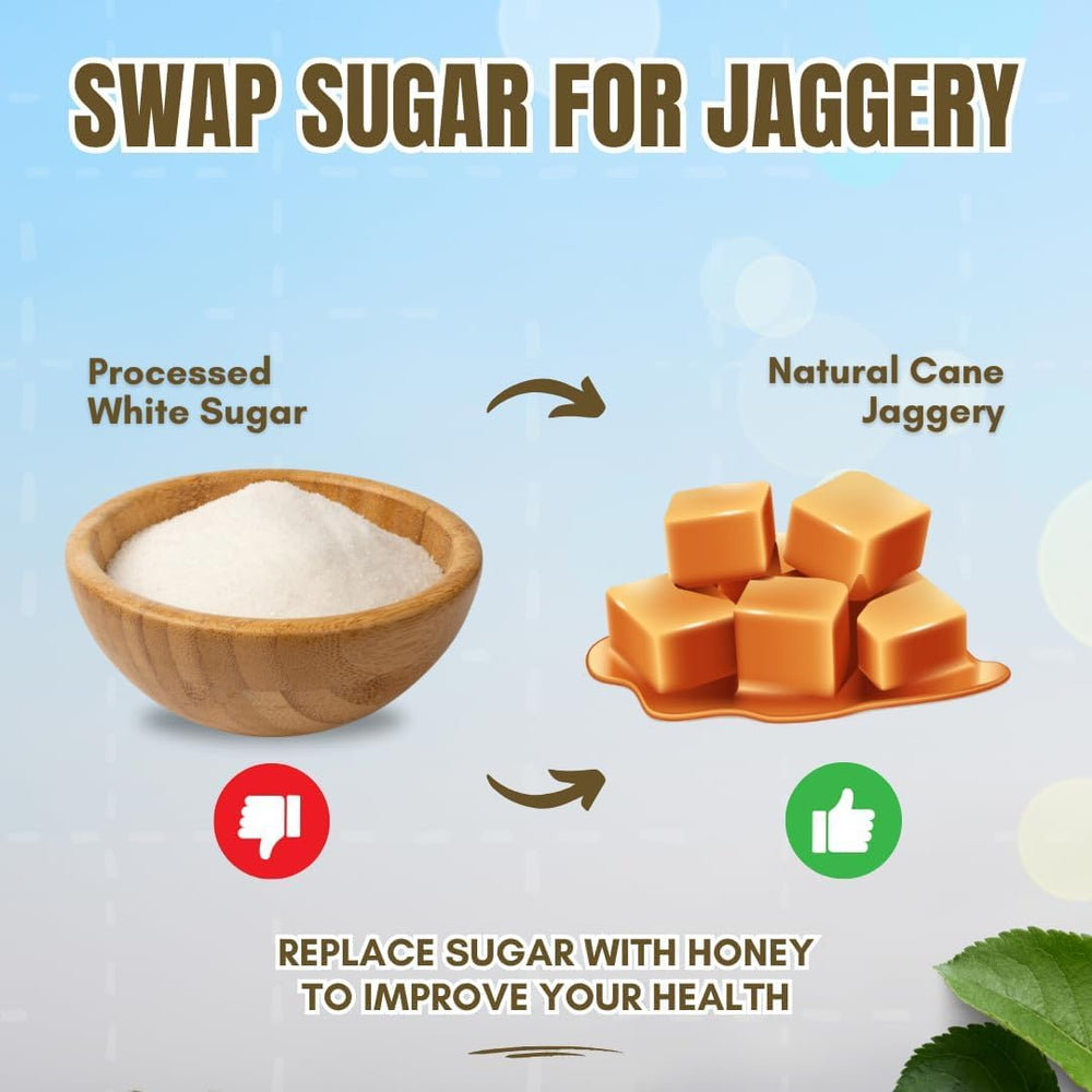 Danodia Foods jaggery cubes over yogurt bowls adding warm depth.