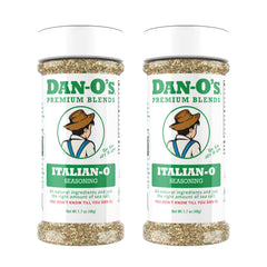 Dan-O's Italian-O seasoning bottle front, ideal for pasta and pizza flavor