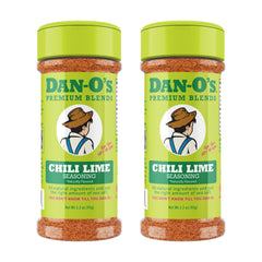 Dan-O's Small Chili Lime seasoning label close-up for bold citrus flavor.