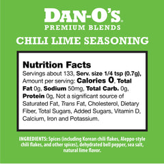 Dan-O's Chili Lime shaker dispensing quick, even seasoning for meals.