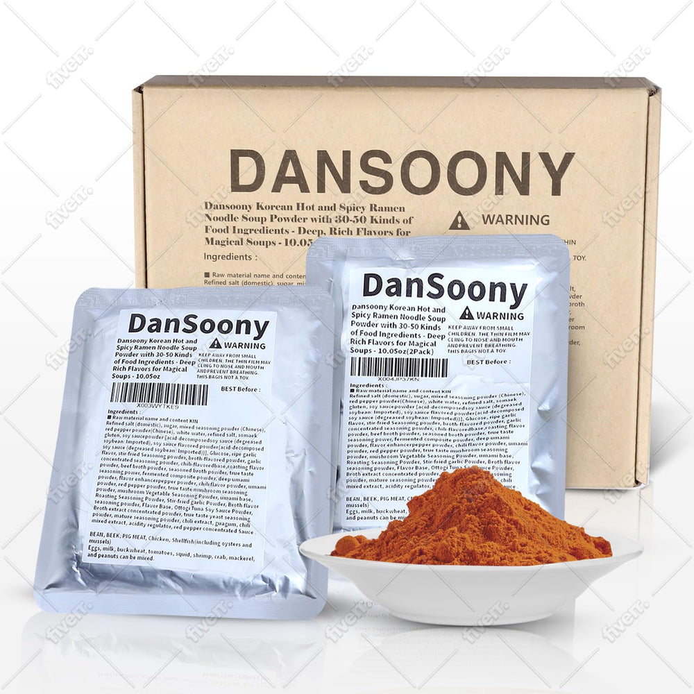 DanSoony ramen powder bottle pour boosts bold spice and deep umami flavor