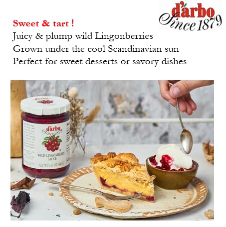 Darbo-ingredients-label-lingonberry-sauce highlights natural fruit, sugar, lemon juice, and pectin.