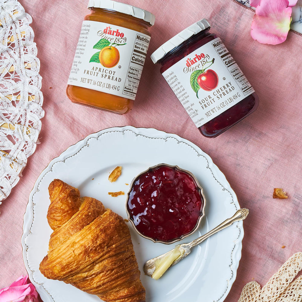 Darbo sour cherry spread kitchen counter evokes traditional Alpine craftsmanship.