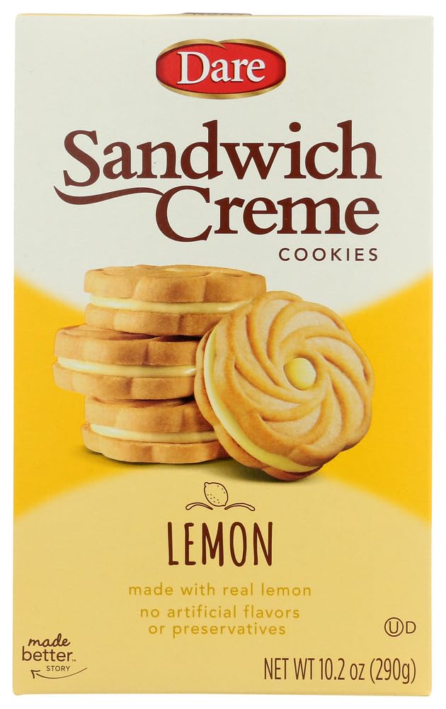 Dare Creme Cookies Lemon pack front, two boxes, ideal pantry snack
