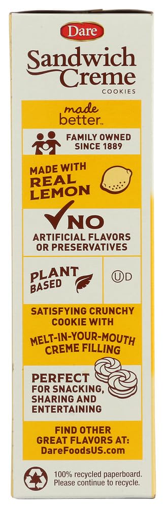Dare Creme Cookies Lemon served on plate with tea, perfect pairing