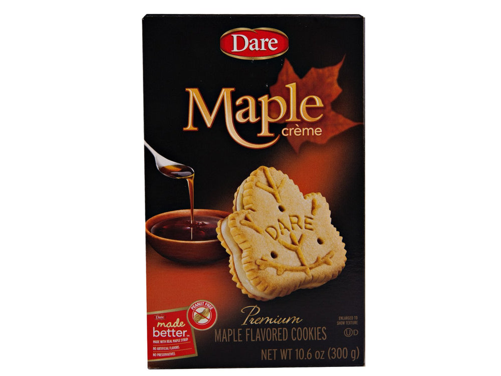 Dare Maple Leaf Creme Cookies box, ideal snack with coffee or tea for a quick sweet moment