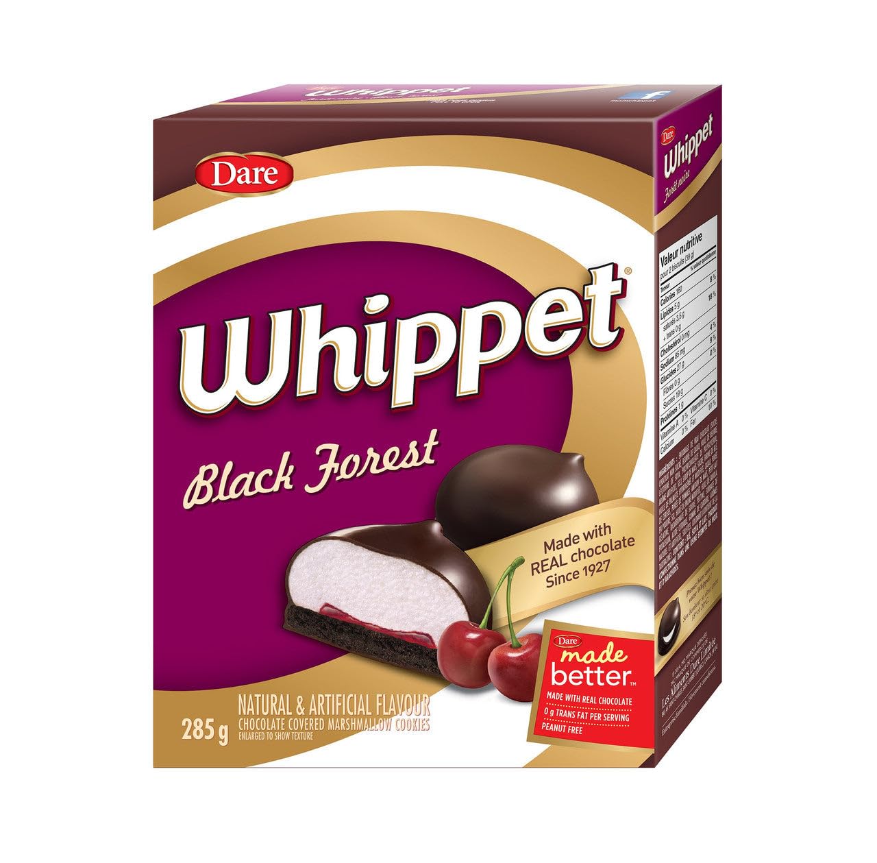 Dare Whippet Black Forest cookie with rich chocolate base, ideal as a snack