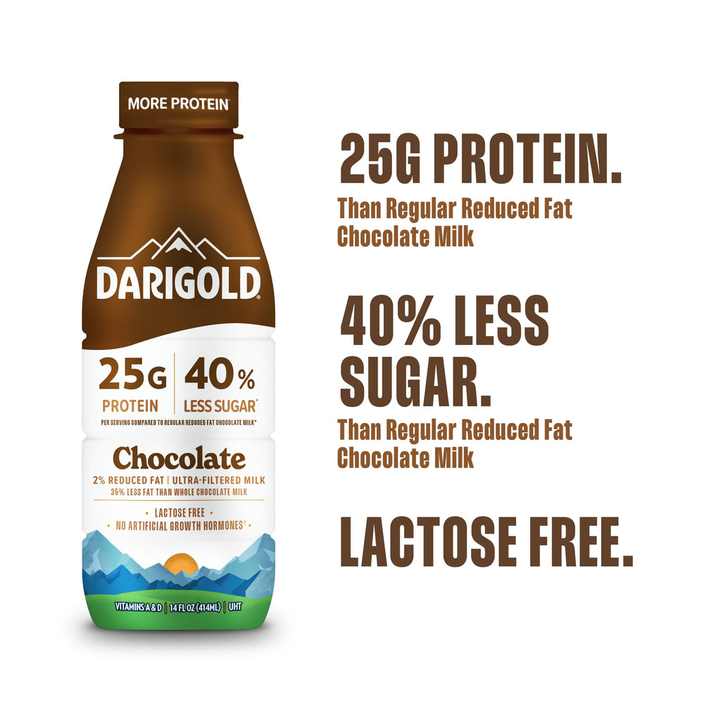 Darigold chocolate milk creamy glass pour emphasizes rich, dairy flavor.