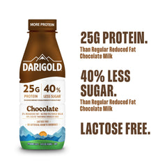 Darigold chocolate milk creamy glass pour emphasizes rich, dairy flavor.