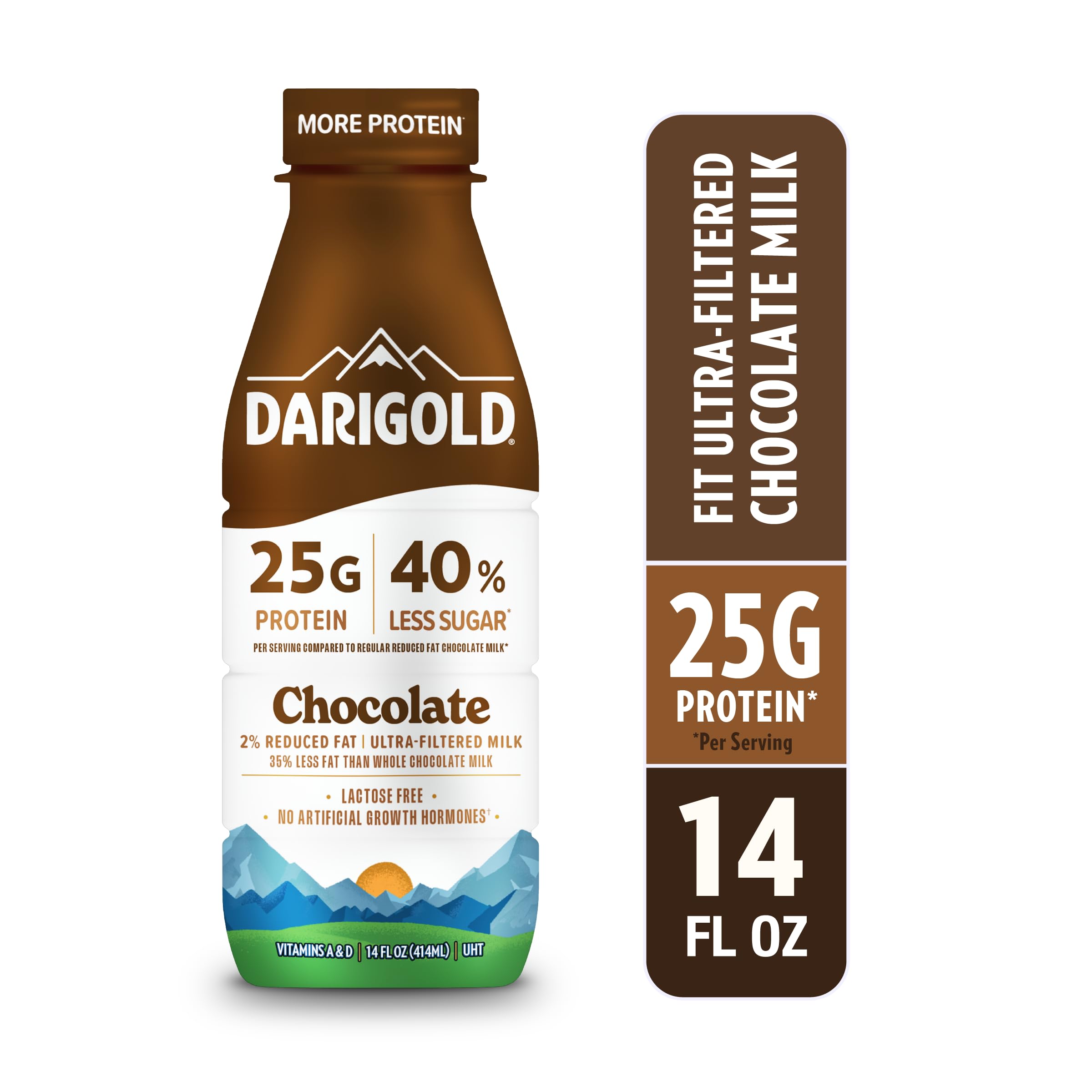 Darigold low-sugar chocolate milk smooth pour with creamy texture.