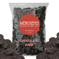 Dark Chocolate Melting Wafers 1lb packaging ready for melting and coating