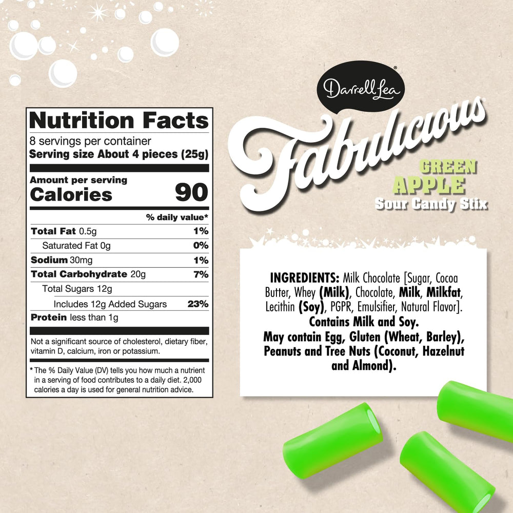 Darrell Lea Fabulicious Sour Candy Stix Tropical Fruit, vibrant flavors for festive gatherings.