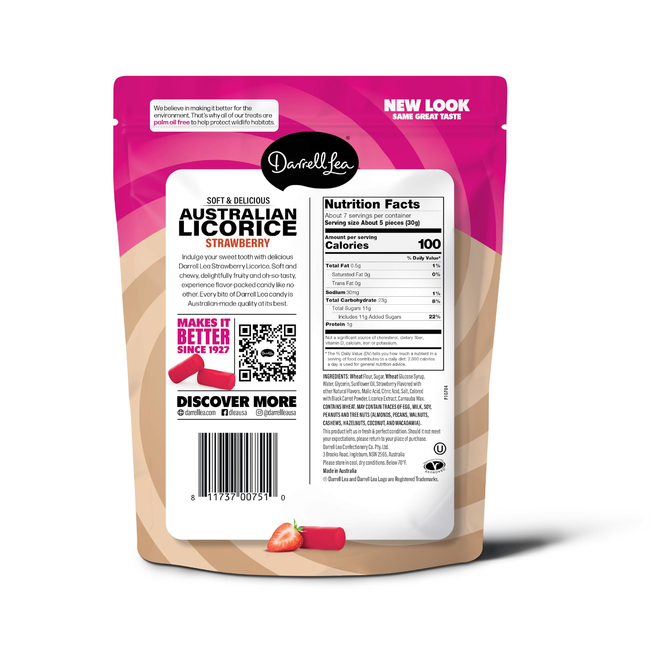 Darrell Lea non-GMO plant-based licorice—palm oil free and versatile.