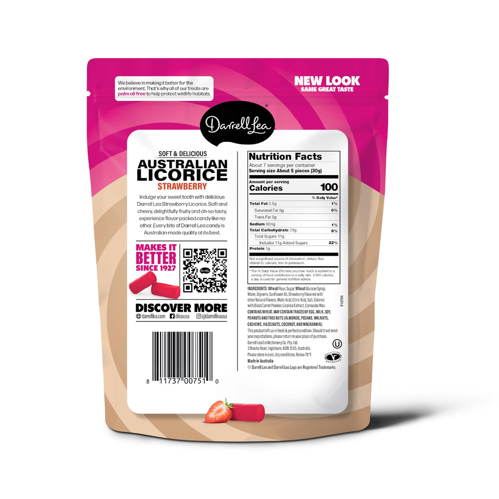 Darrell Lea non-GMO plant-based licorice—palm oil free and versatile.