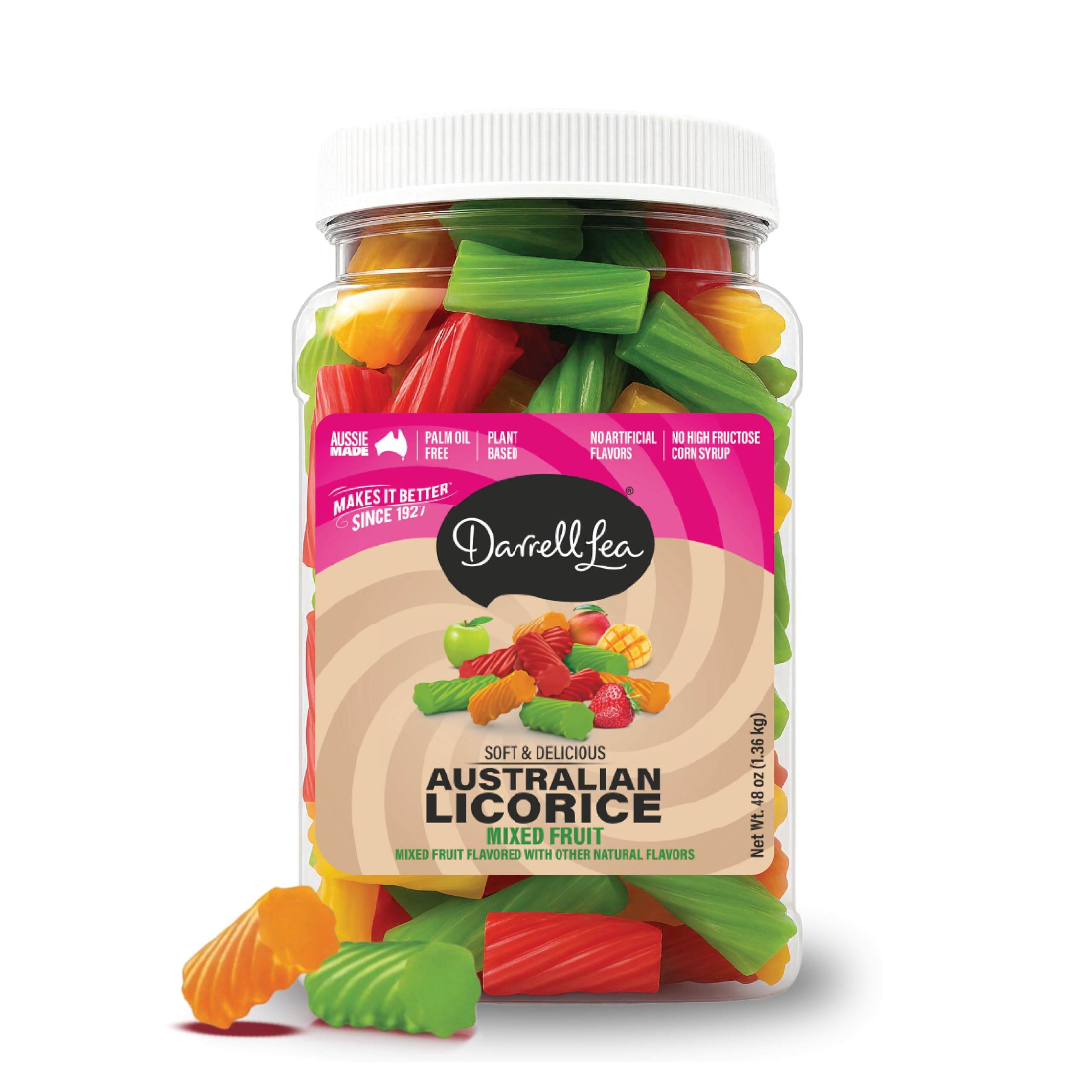 Darrell Lea natural Australian licorice tub for bulk sharing and everyday snacking.