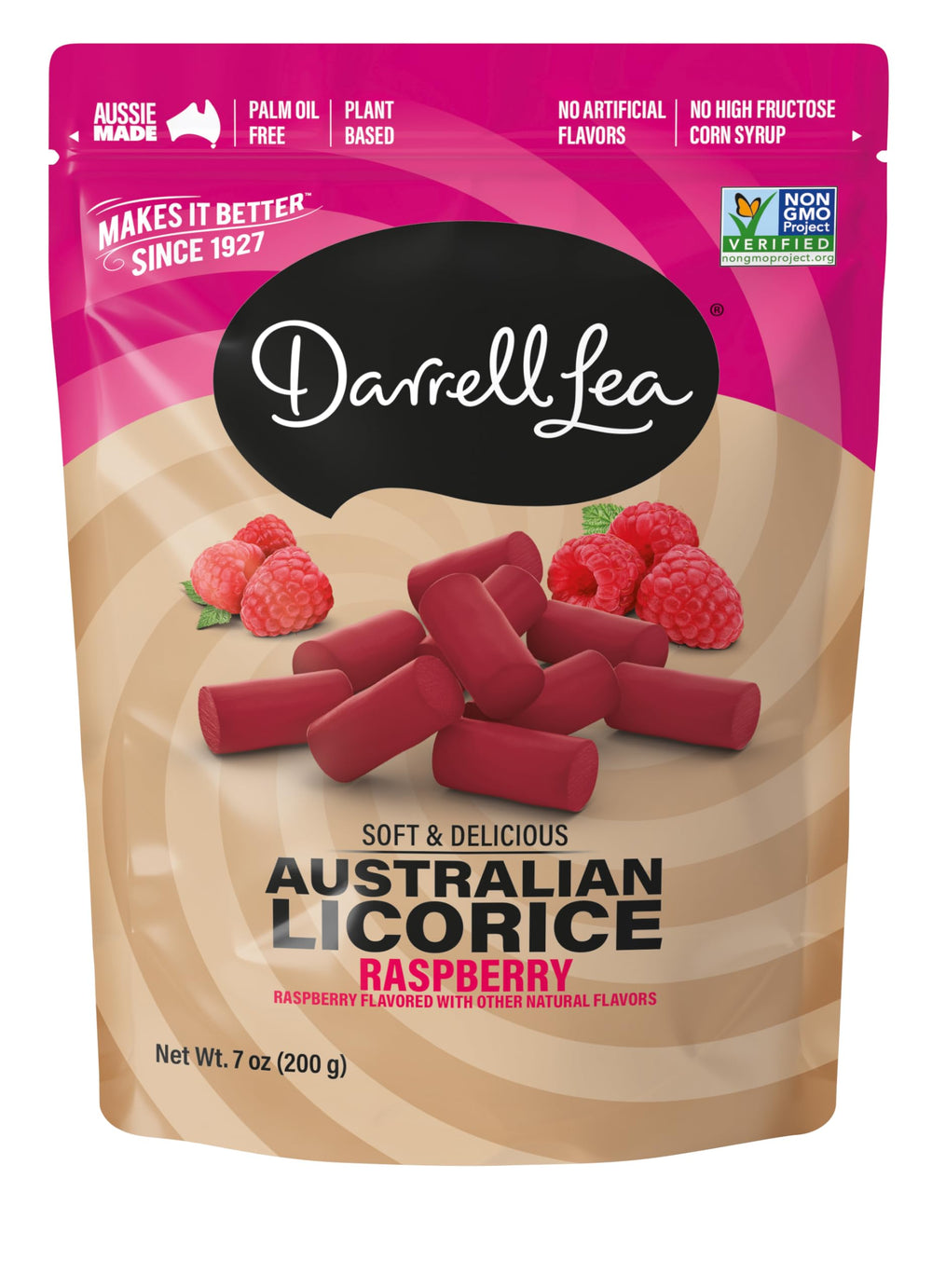 Darrell Lea Raspberry Licorice soft bite for on-the-go snacking