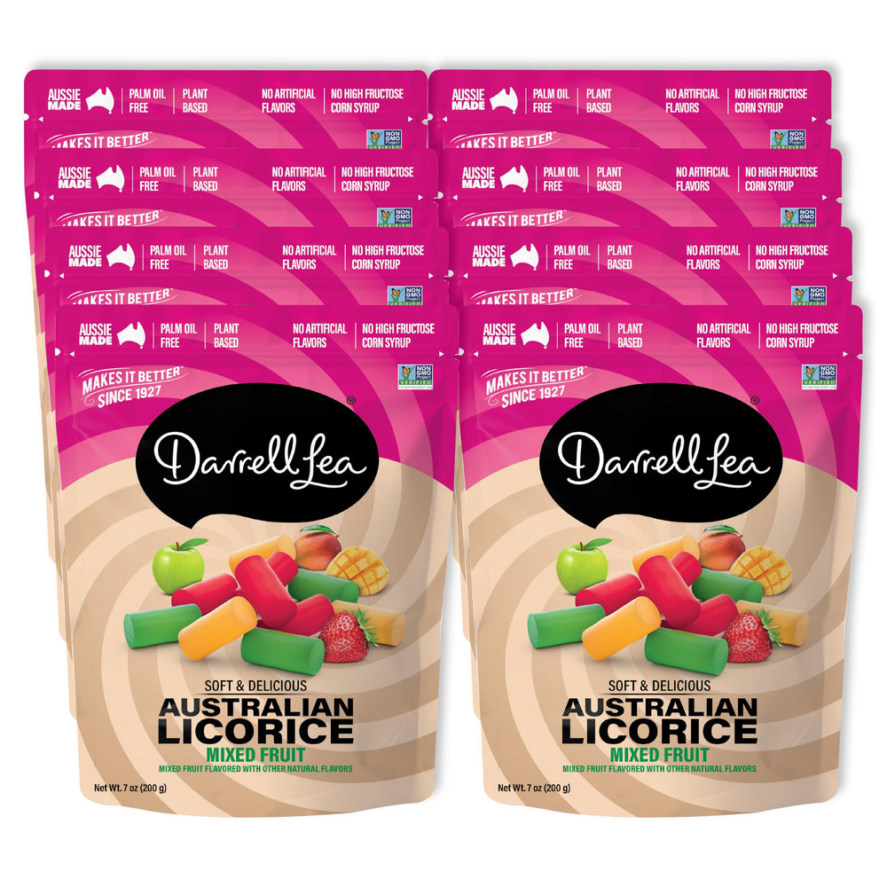 Darrell Lea soft Australian licorice mixed fruit pack ready to share