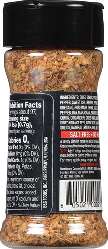 Close-up of Dash Salt-Free Grilling Blend spices on a cutting board.