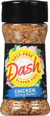 Skewers over grill with Dash Salt-Free Grilling Blend seasonings.