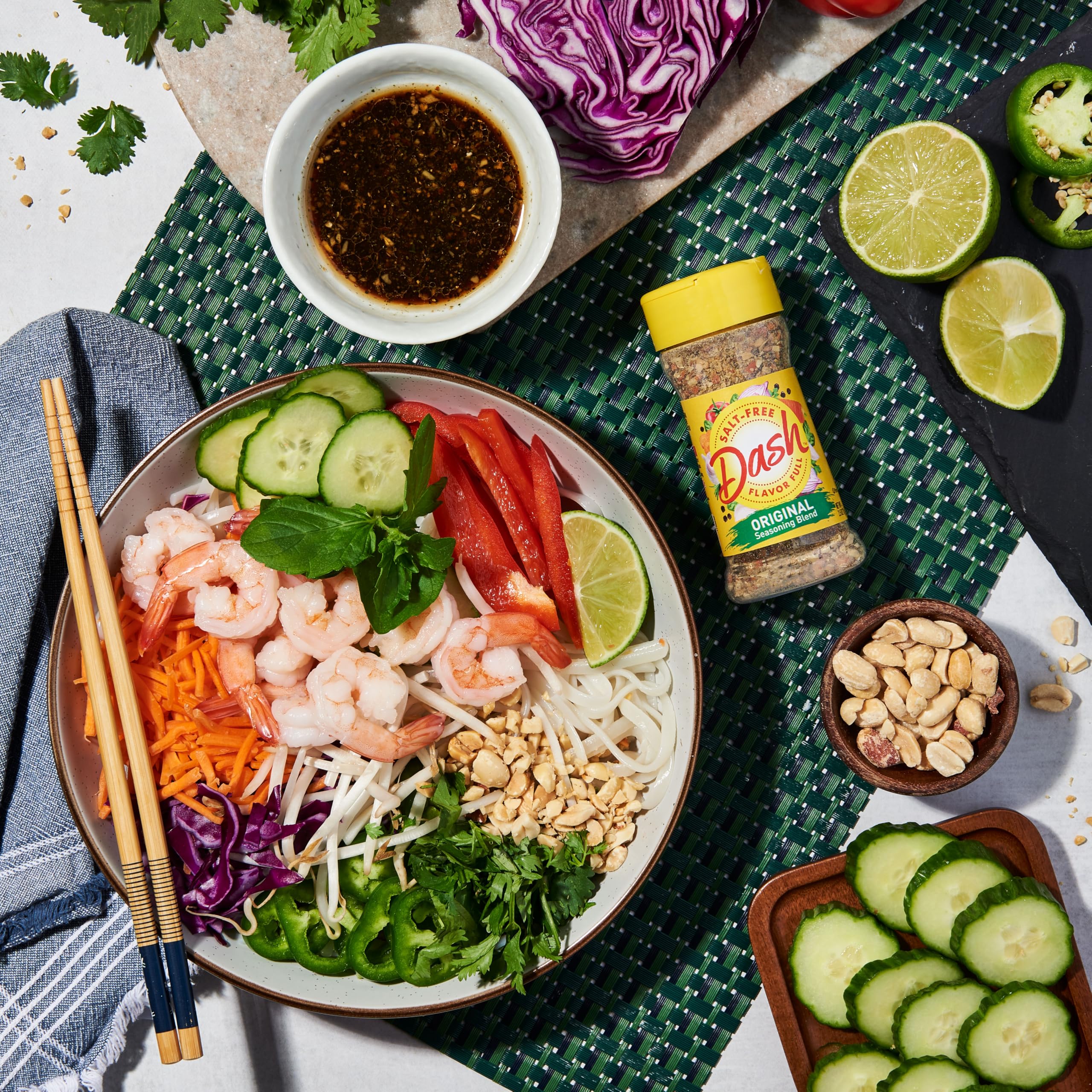 Dash Salt-Free Original on vegetables adding instant flavor without salt