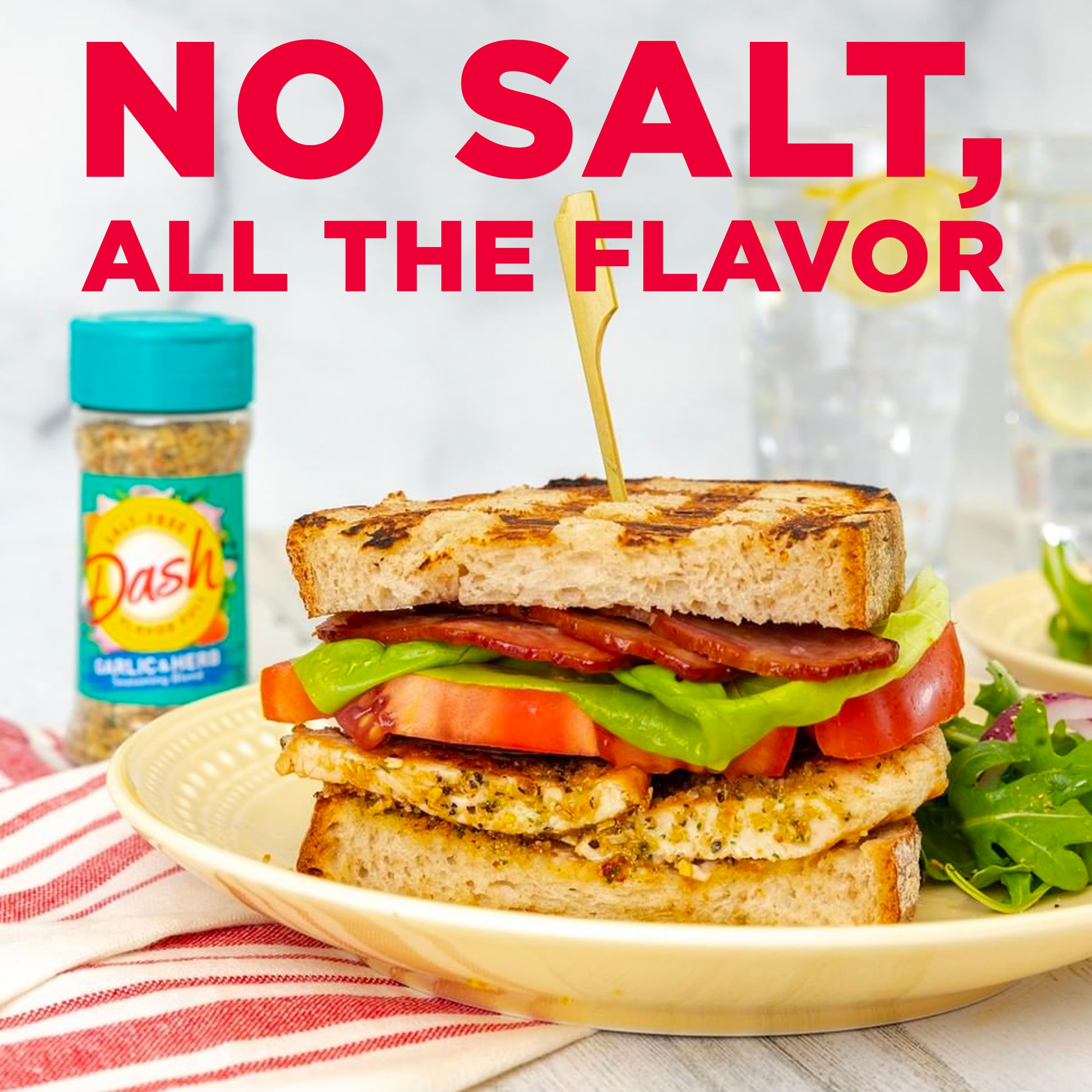 Dash salt-free seasoning on grilled vegetables boosts flavor without sodium.
